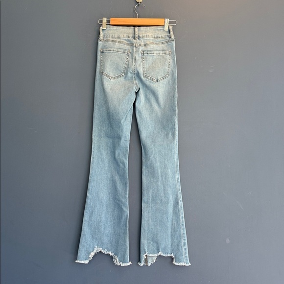 Rewash Light Blue Flare Jeans with Distressed Hem - Picture 3 of 4